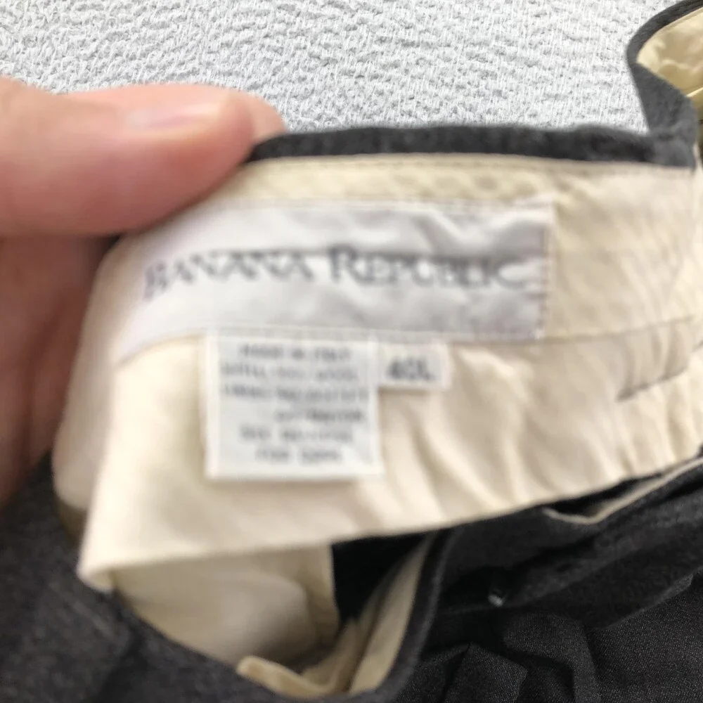 Vintage Banana Republic Pants Mens 40x30 Gray Wool Dress Pleated Cuffed Italy